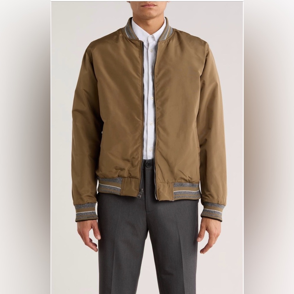 NWT Civil Society reversible dark khaki and gray Bomber Jacket - L